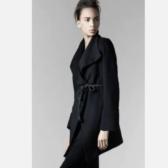 Trilogy Collections Loro Piano Italy Wool Black Coat Portrait Collar USA Made 4 - Picture 2 of 12